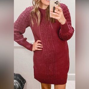 Loft plum pink cable sweater dress S